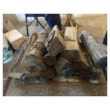 stack of wood inside downstairs room