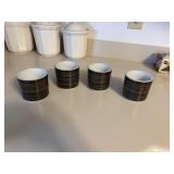 4 PYREX vintage mugs terra brown stripe