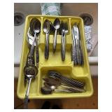 flatware in organizer   floral vine  kitchen