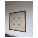 framed linen piece 32.5' square living room