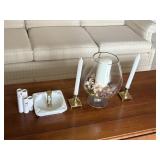 large goblet candle holder, 2 brass candle holder