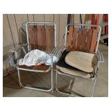 2 folding chairs aluminum frame,with wood back &