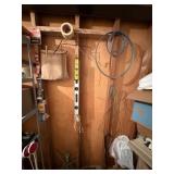 things on wall, hardware, bag for clothespins,