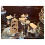 tiny wood carved kitchen utensils, carved nativity
