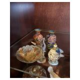 2 asian urns, metal india dish, greece