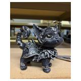 black cat with silver decor, gothic 7' x 6'