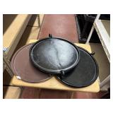 3 Heavy Ceramic Trays 12' wide - brown is chipped