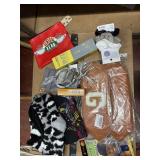 3 pr socks, large cosmetic bag, scrunchies