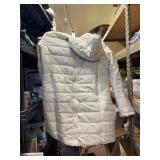 womens sherpa lined white coat with hood