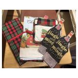 5 Christmas Tea Towels, Potholder, and 2 wine btl