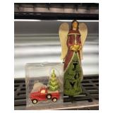 ceramic Christmas S&P shakers and peace angel 12'