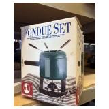 fondue set porcelain enamel steel pot, burner
