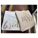 (2) Bride / Mrs Reversible Tote Bags 17 x 16.5'