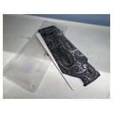 mens paisley print, black on silver tie,