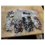 5 sets of hair ties, bows, flowerrs, in zip bag