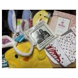 baby hat,  bibs,2 ceramic picture frames, bunny