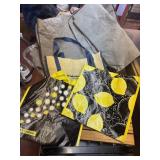 bamboo mat, 2 storage bags, 2 reusable tote bags