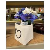 Thirty-One mini cloth bin with silk flowers