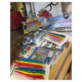 lot of birthday candles, photo props, banners