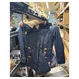 large navy blue coat tie waist area