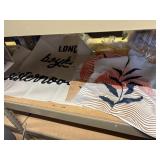 2 (18') pillow shams, coffee club cloth sign,