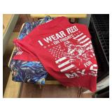 womens medium pj pants, and red tshirt