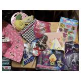 scruncci ties, hat, 3 purses, stickers, trolls,