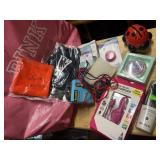 pink bag, phone grips, car charger, massager,