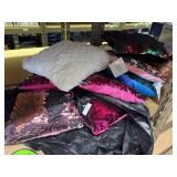 8 Sequin Pillows & 1 white plush 8.5'