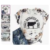 Women's Large Easily distracted by cows shirt