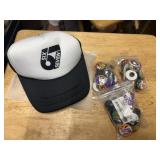 6/7 baseall hat. & 3 packs of halloween croc