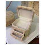 Wood Jewelry Box 7.5x6x6' top opens & 2 drawers