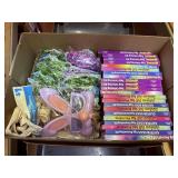 box of easter, bunny ears, glasses, egg coloring