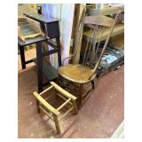 antique rocking chair and foot stool