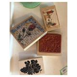 large rubber stamps, floral   garage