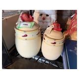 2 chili pepper jars with lids 8' and 7' tall