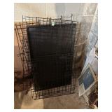 large metal dog cage with tray & divider