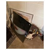 spring wreath, wood shutter , 2 framed prints