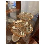 2 jeanette irredescent marigold divided dishes 7'