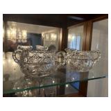 american brilliant cut glass cream and sugar