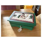 snowman wood trinket box 9.75' x 6.75'x4' tall