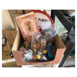 box of rubber duckies, mickey mouse toy, halloween