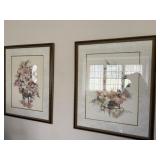2 large floral framed prints 32' x 26'   LR