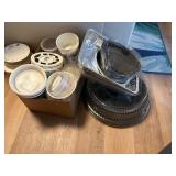 box of containers, and aluminium cake pans