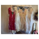 4 fancy dresses, red is velvet, beautiful gowns,