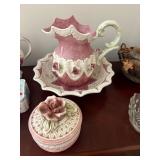small washbowl and pitcher, and trinket box  LR