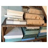 top 2 shelves, mostly avon plates, decorative