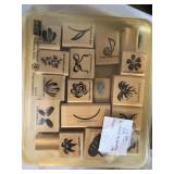 rubber stamp set mini leaves,bows, hearts