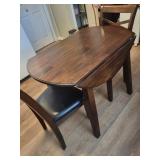 wood drop leaf kitchen table and 2 chairs