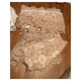 crochet, bed skirt, pillow shams, top all full